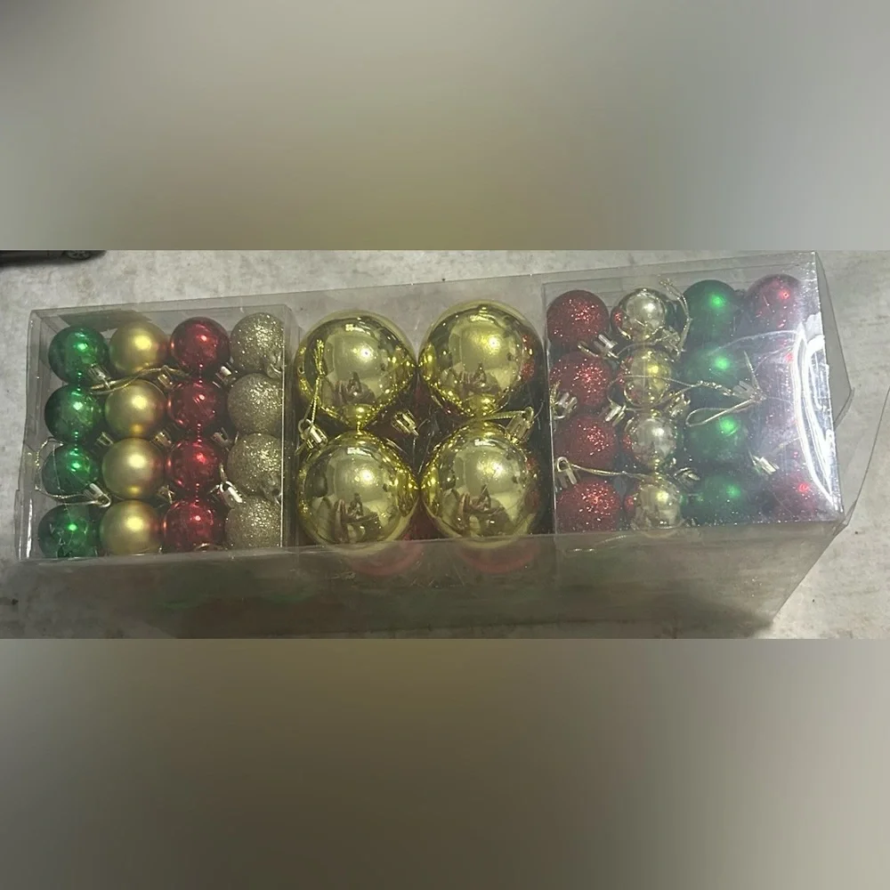 Holiday Ornament Set - Red, Green, Gold Christmas Balls